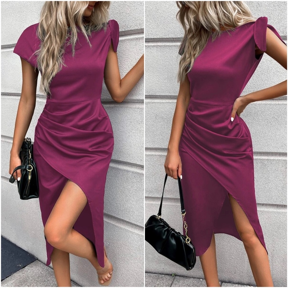 Luxe Ruched Evening Formal Party Dress - Picture 8 of 10